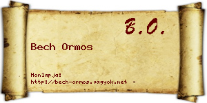 Bech Ormos névjegykártya